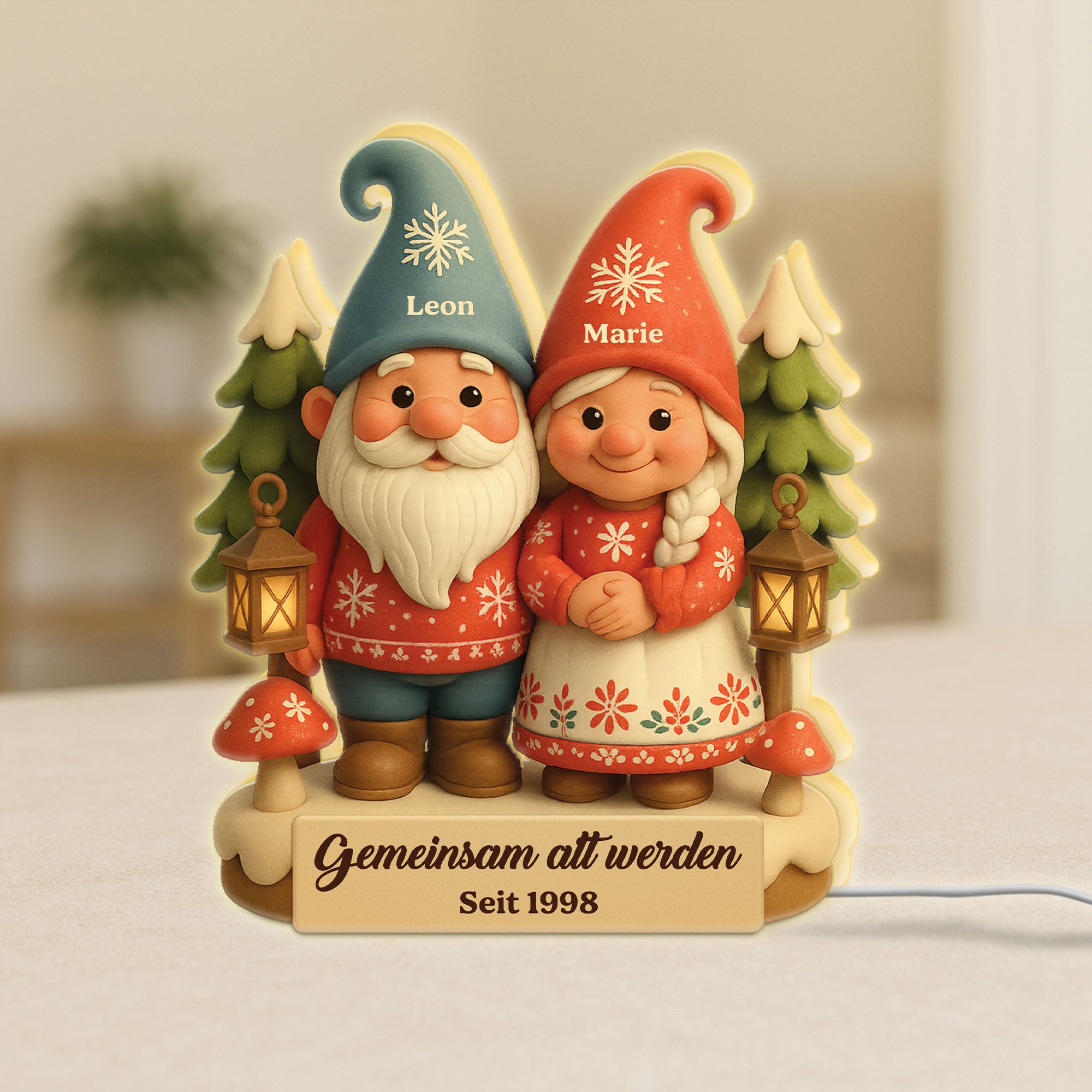 5953LGE1 3d druck effekt gemeinsam alt werden seit personalisierte lightbox weihnachten paare 5953L