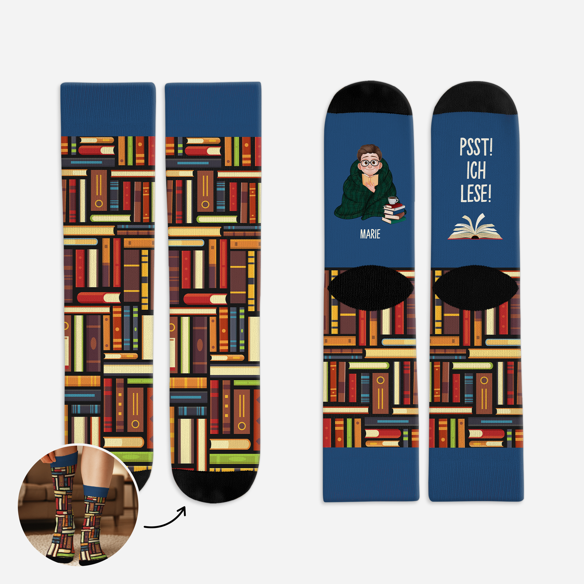 5959JGE1 psst ich lese socken personalisieren text_ leseratten_ manner frauen 5959J8TNB