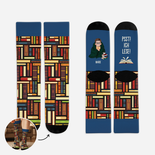 5959JGE1 psst ich lese socken personalisieren text_ leseratten_ manner frauen 5959J8TNB