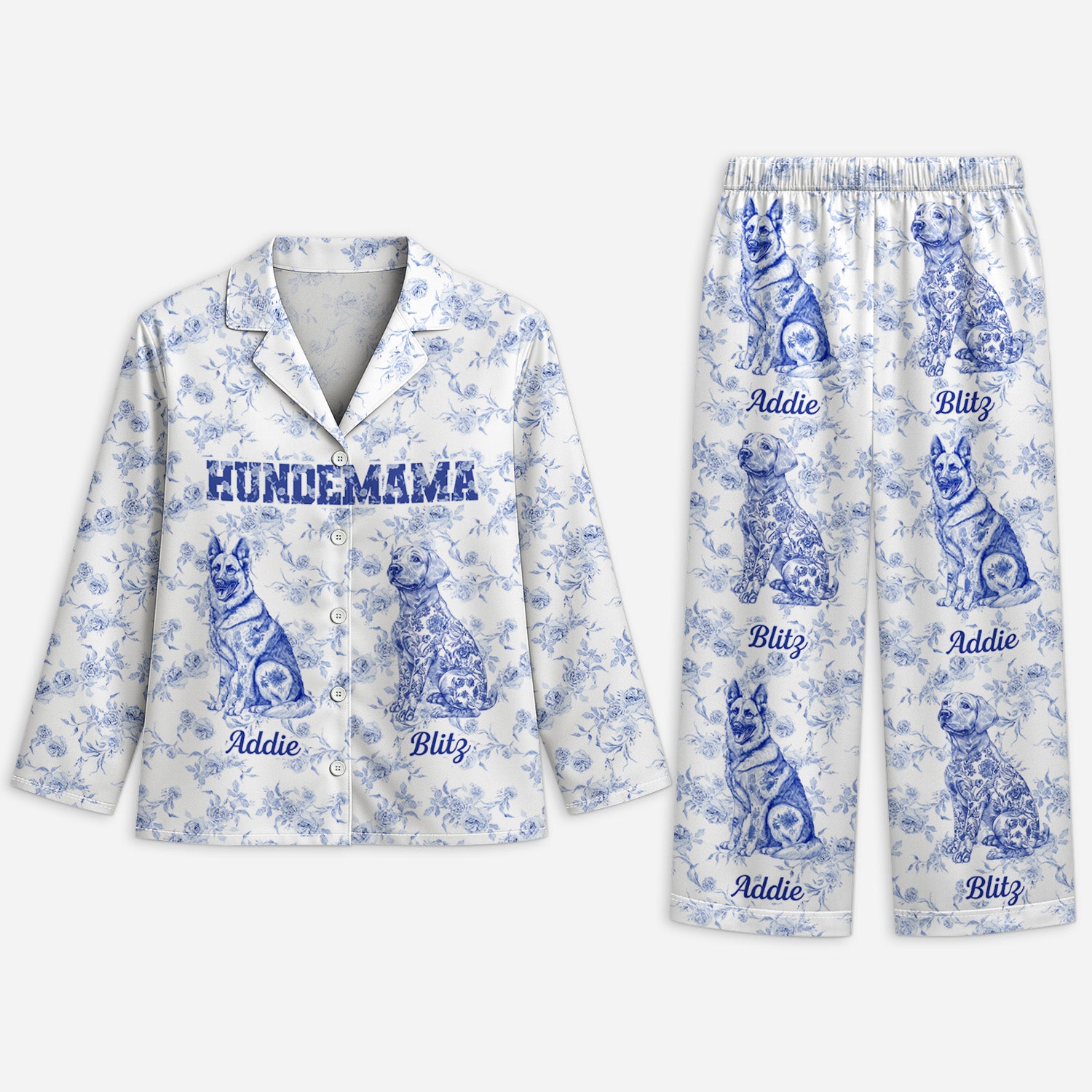 5970VGE1 hundemama toile de jouy personalisierte pyjamas hund 5970VKMTC