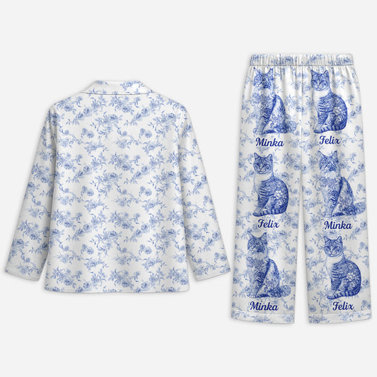 5970VGE2 katzenmama toile de jouy personalisierte pyjama_s katze 5970VKMTD