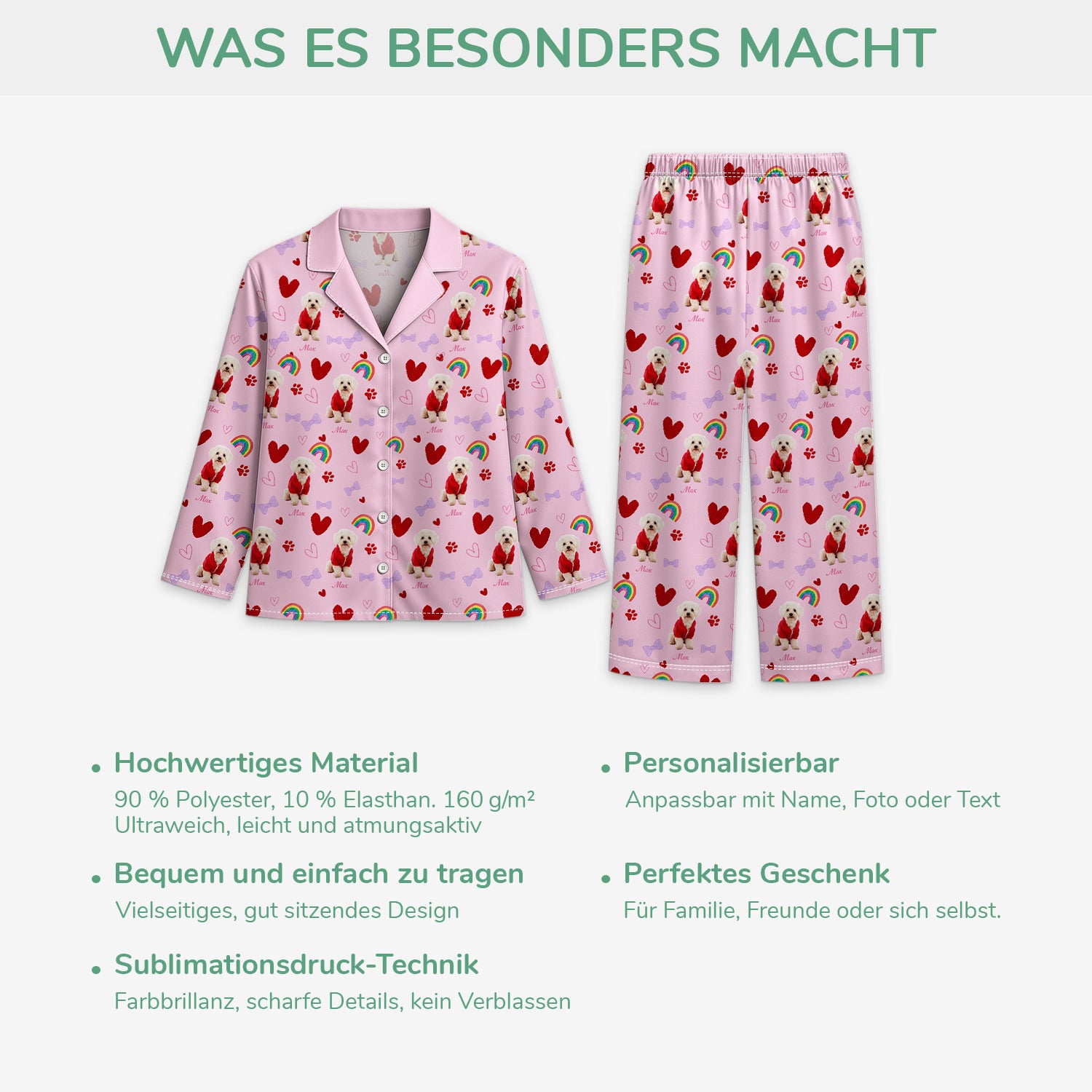 5972VGE5 mein hund und regenbogen personalisierte pyjamas hund mit foto 5972VTVZC