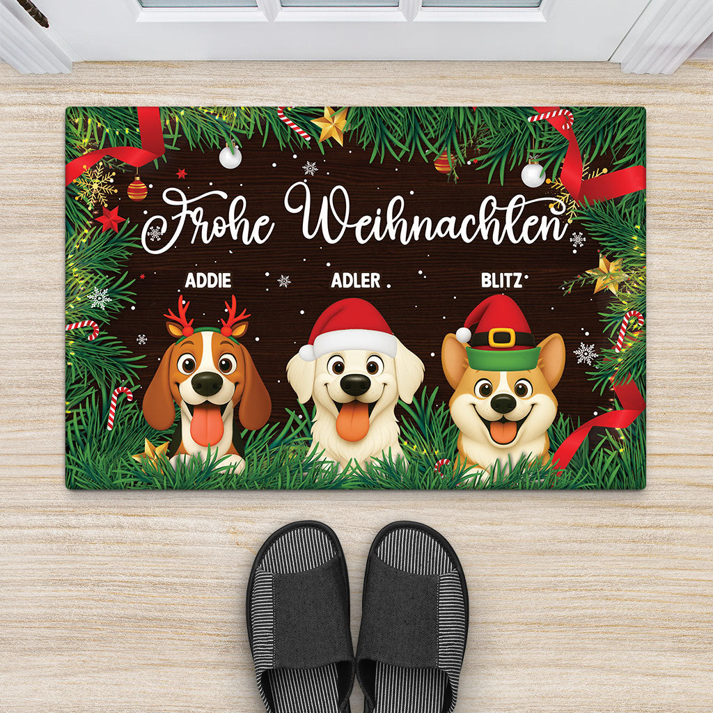 5974DGE2 merry woofmas weihnachten fussmatte personalisiert hund_ 5974DTKAC