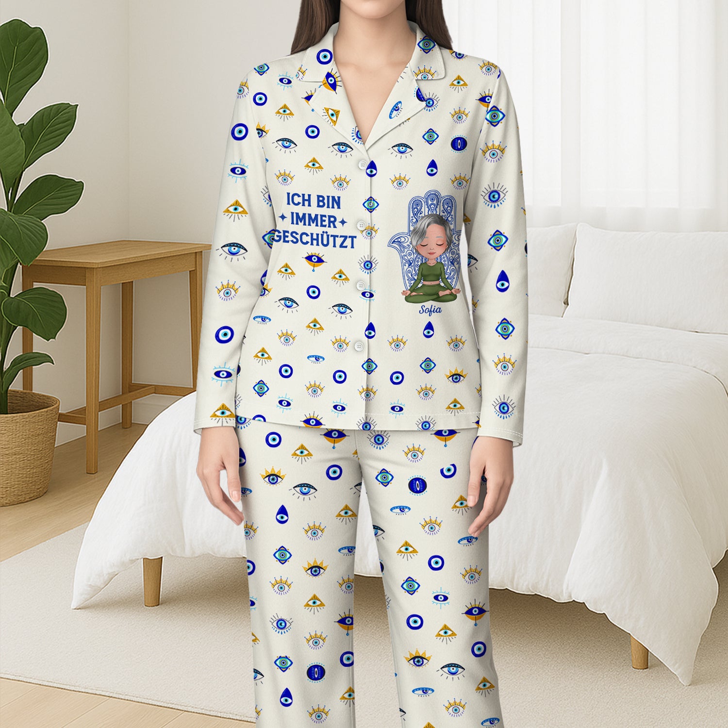 5980VGE3 mogen alle bosen blicke in meinem leben machtlos werden personalisierte pyjama damen_ yoga 5980VKVCA