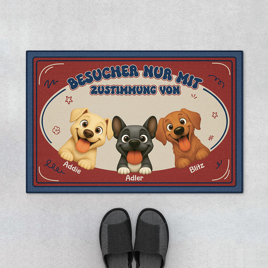5981DGE1 besucher nur mit genehmigung des hundes cartoon fussmatte personalisiert hund_ 5981D8TZC