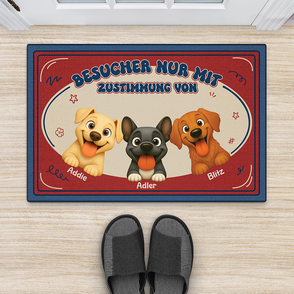 5981DGE2 besucher nur mit genehmigung des hundes cartoon fussmatte personalisiert hund_ 5981D8TZC