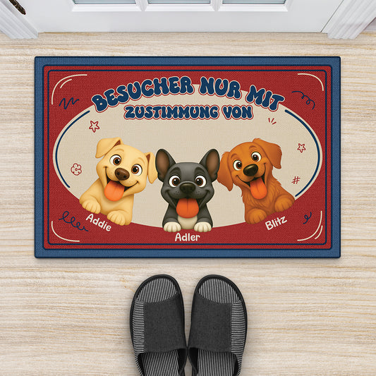 5981DGE2 besucher nur mit genehmigung des hundes cartoon fussmatte personalisiert hund_ 5981D8TZC