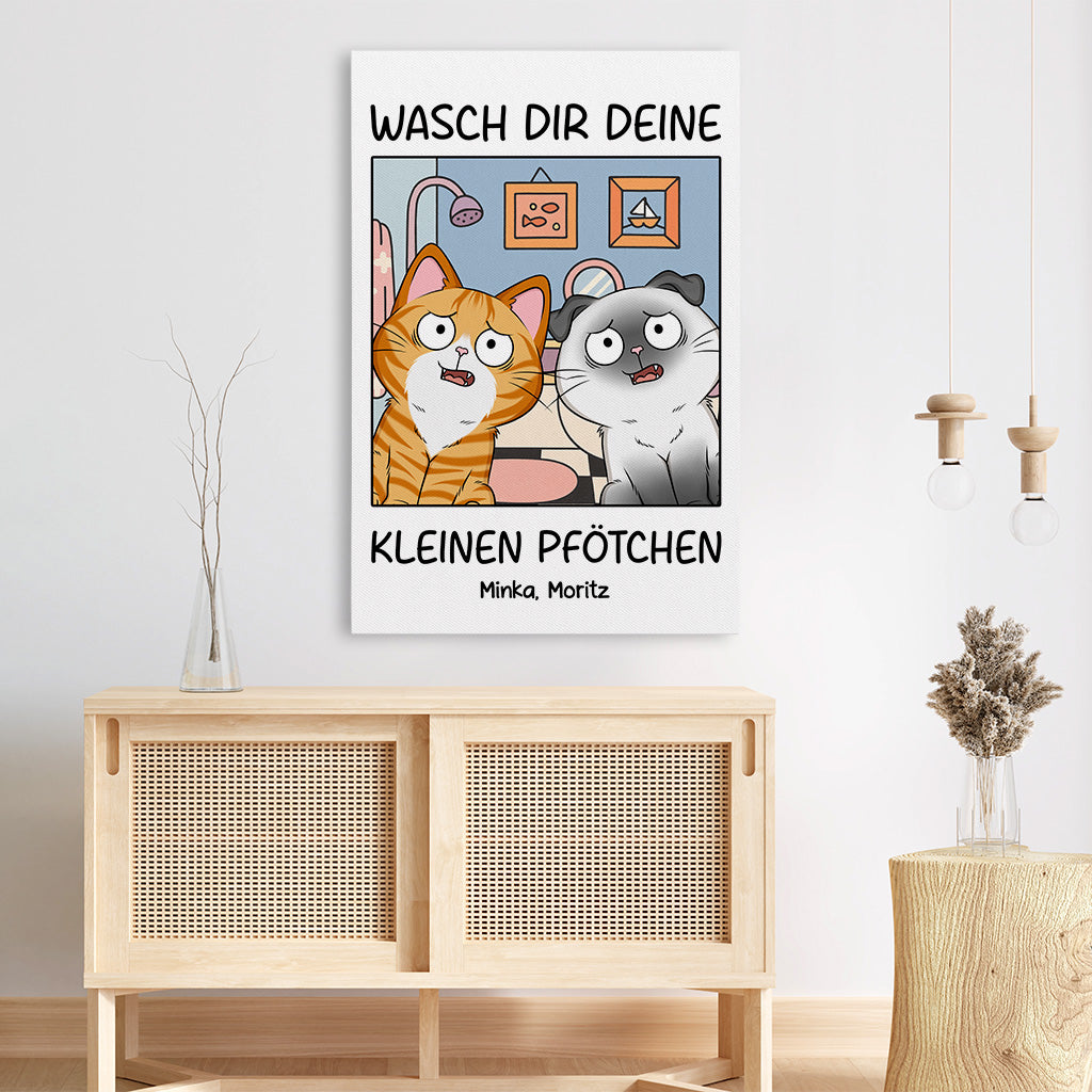 5990CGE1 wasch dir deine kleinen pfotchen katze leinwand personalisiert 5990C36QD3