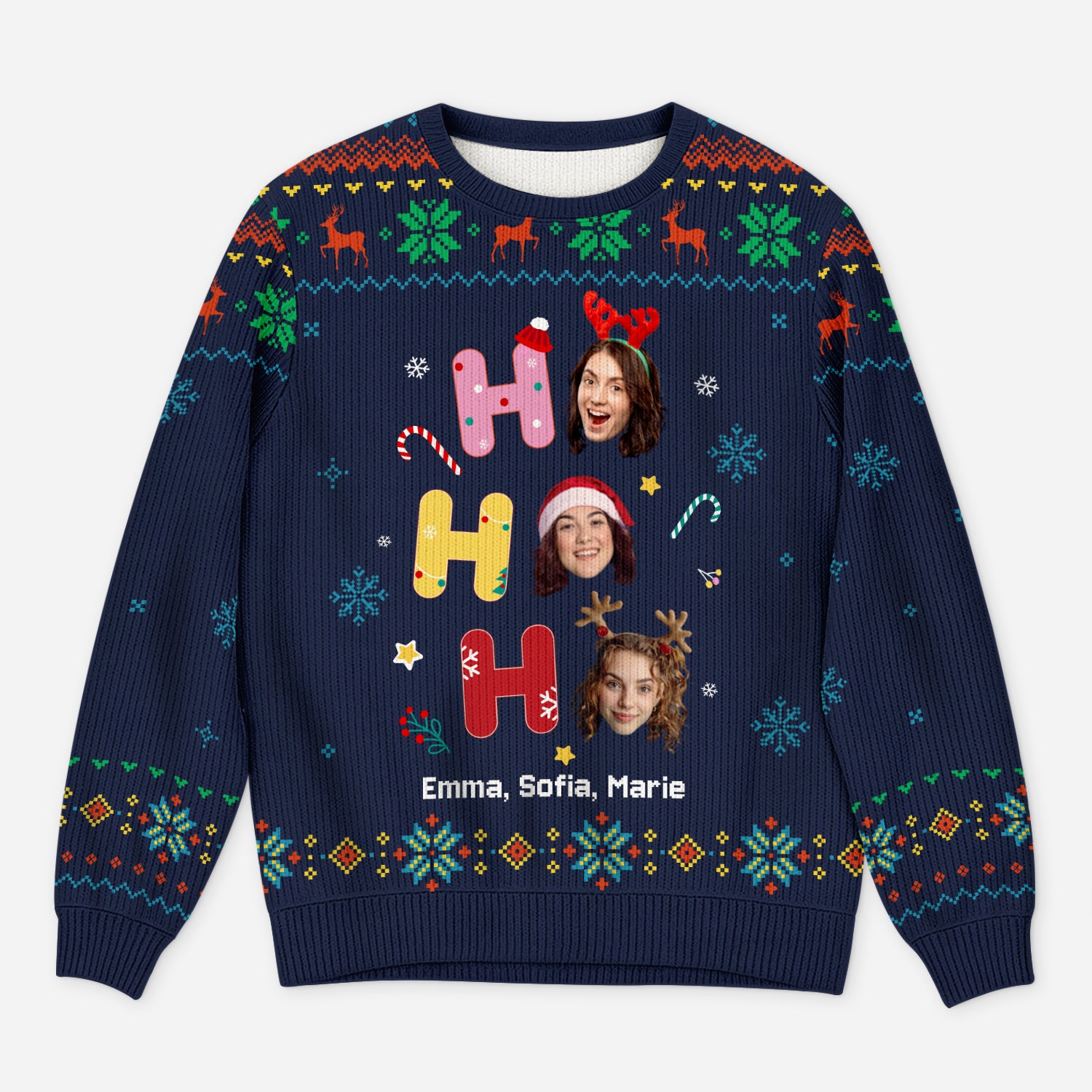 5991WGE1 ho ho ho lustiger weihnachtspullover familie personalisiert_ mit gesicht 5991WKTNI