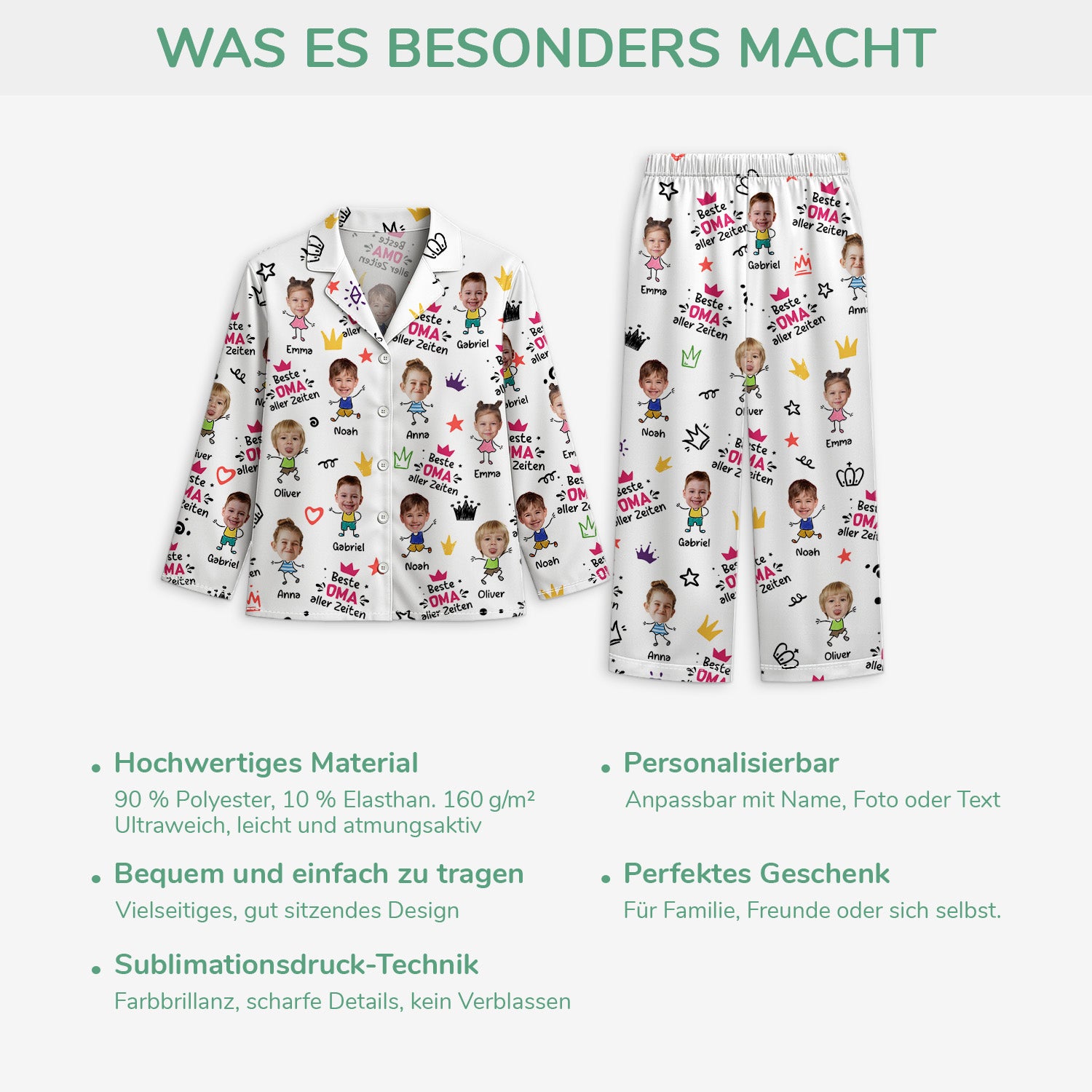 5995VGE5 beste oma bester opa ever personalisierte pyjamas opa oma mit gesicht 5995V6MMA