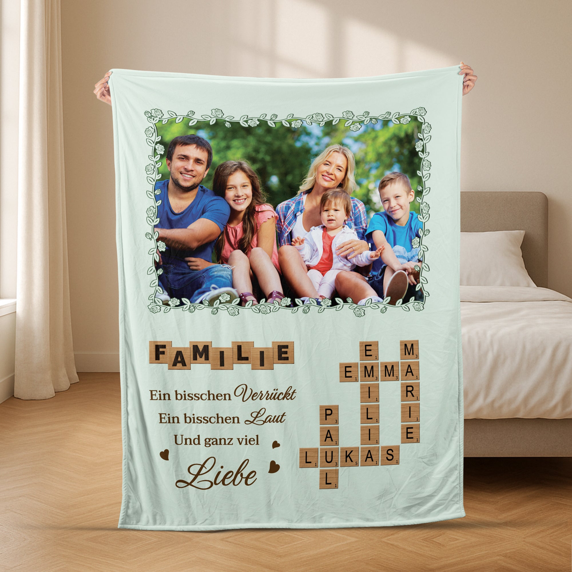 6003BGE2 familie etwas verruckt etwas laut und ganz viel liebe kuscheldecke kreuzwortratsel personalisiert familie_ mit foto 6003B3VZI