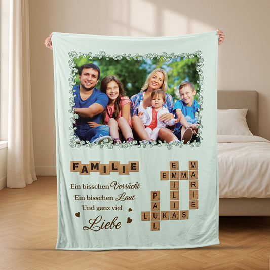 6003BGE2 familie etwas verruckt etwas laut und ganz viel liebe kuscheldecke kreuzwortratsel personalisiert familie_ mit foto 6003B3VZI