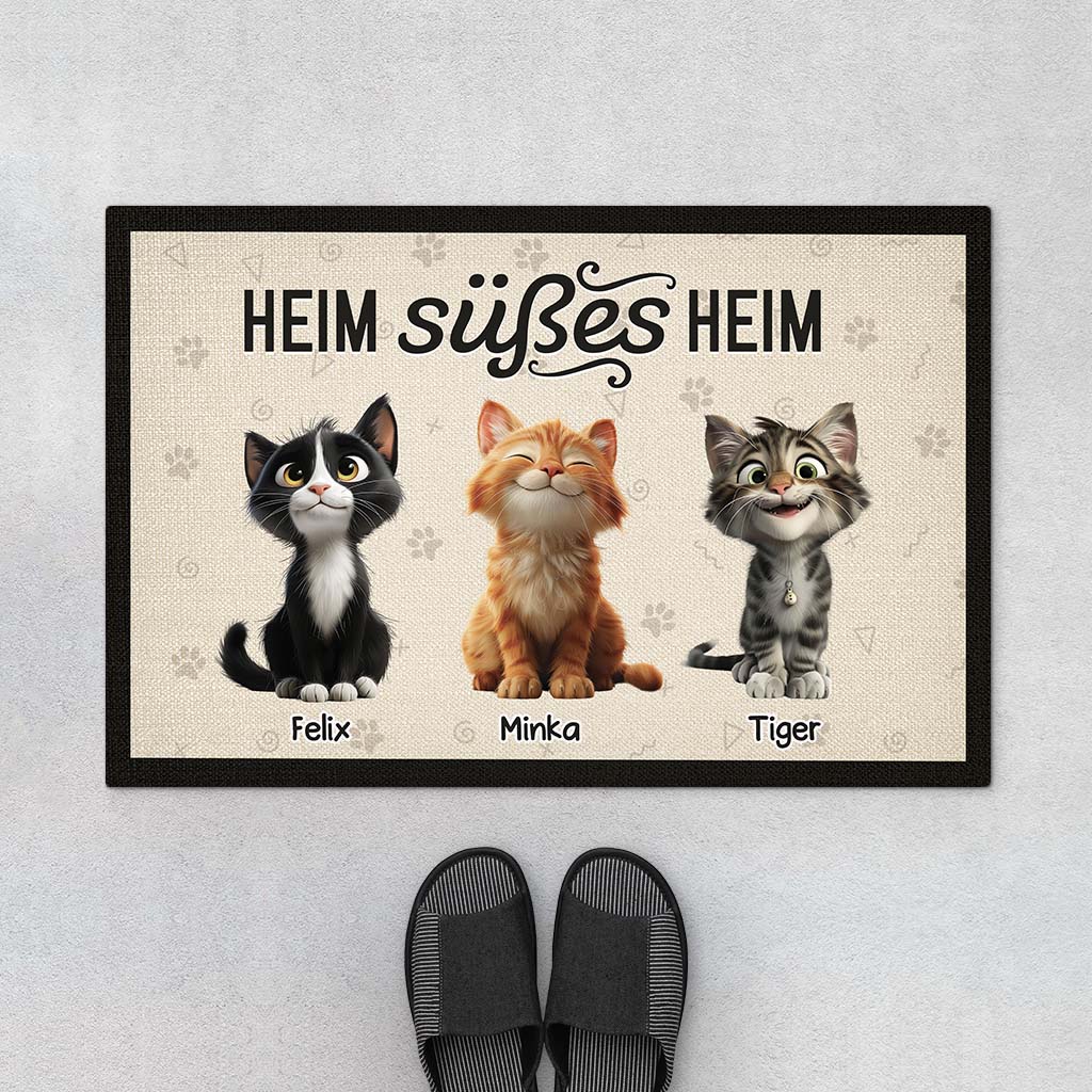 6005DGE1 heim susses heim fussmatte katzen personalisiert 6005D3VTD