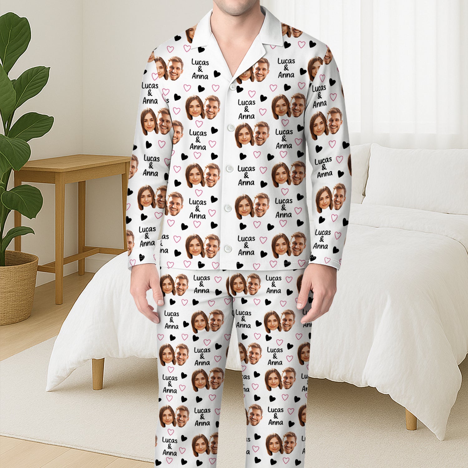 6008VGE3 du ich mit gesicht personalisierte pyjamas_ paare 6008V8VCG