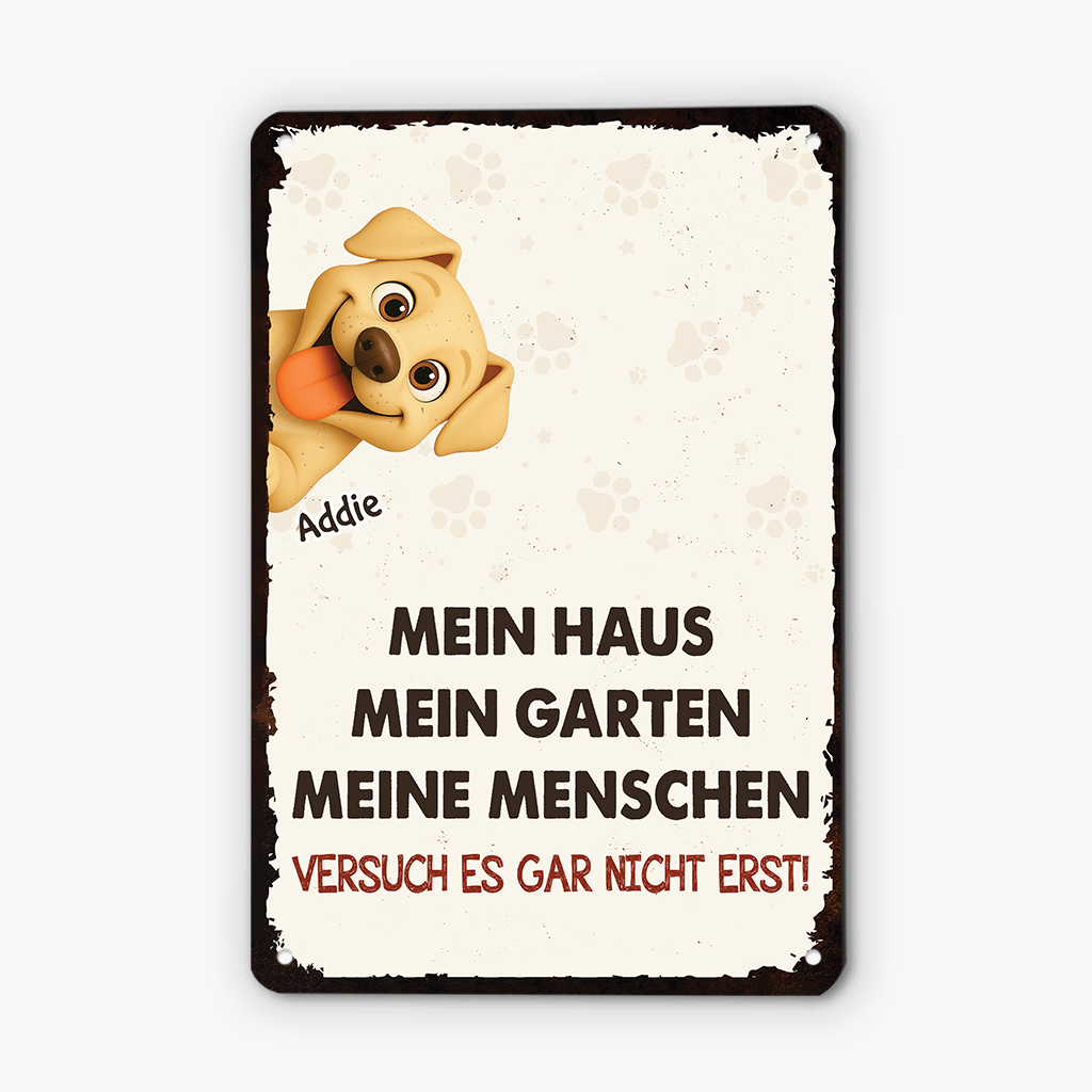 6028EGE2 mein haus mein garten meine menschen turschild hund personalisiert_ metall 6028E8T5D