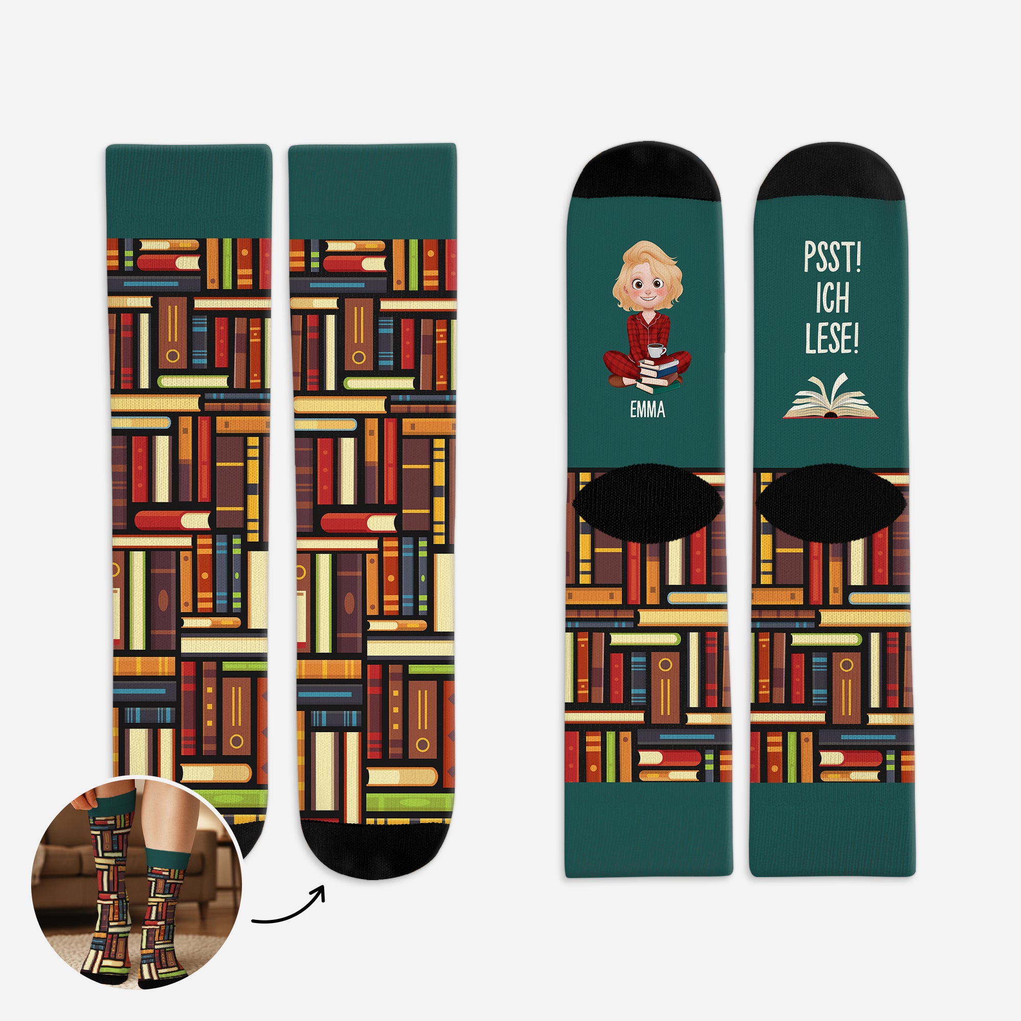 6030JGE1 psst ich lese socken personalisiert_ leseratten_ manner frauen 6030J6Q5A