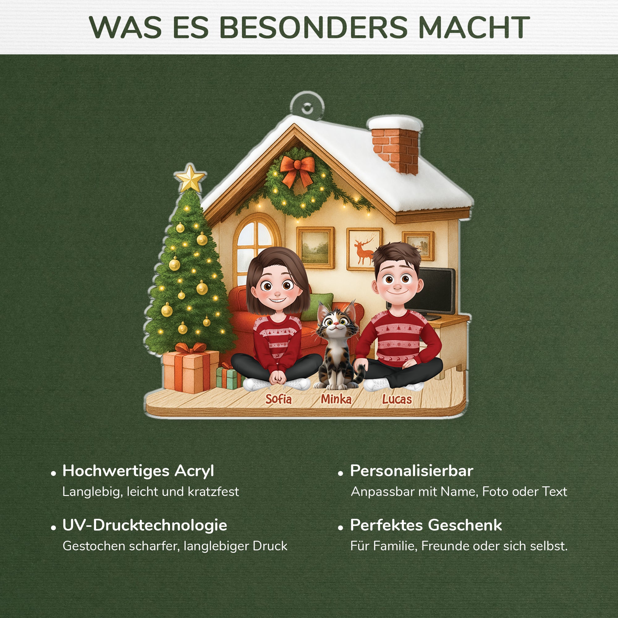 6032OGE4 du ich und die katzen personalisierter weihnachtsschmuck_ acryl schwules paar 6032O