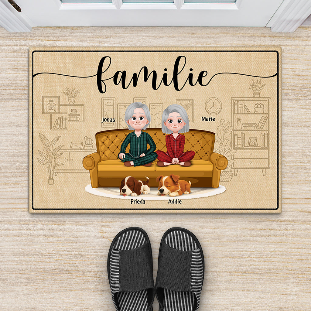 6039DGE2 herzlich willkommen cartoon fussmatte personalisiert hund_ 6039D6HNC