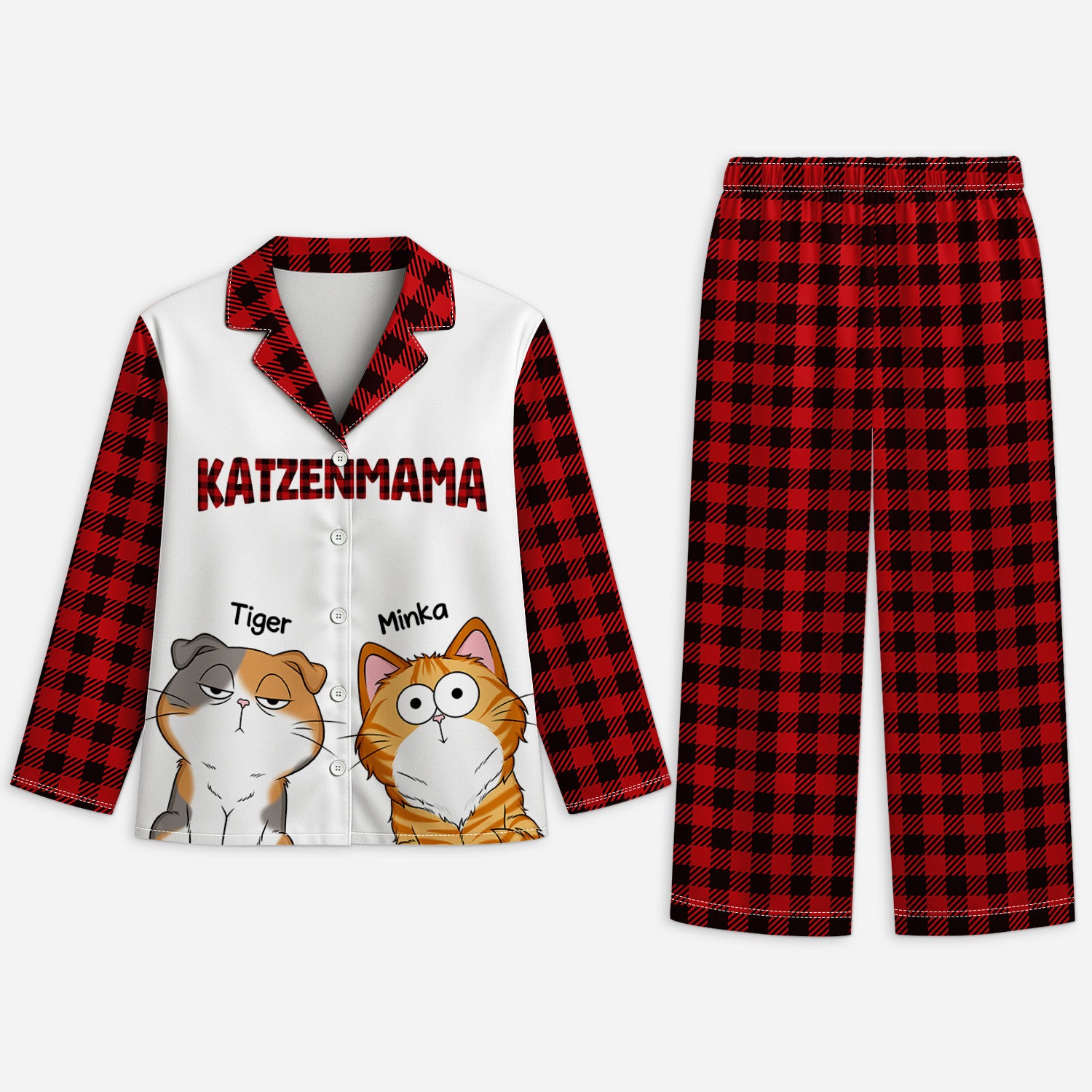 6040VGE1 katzenmama katzenpapa personalisierte pyjama_s katze 6040V6YTD