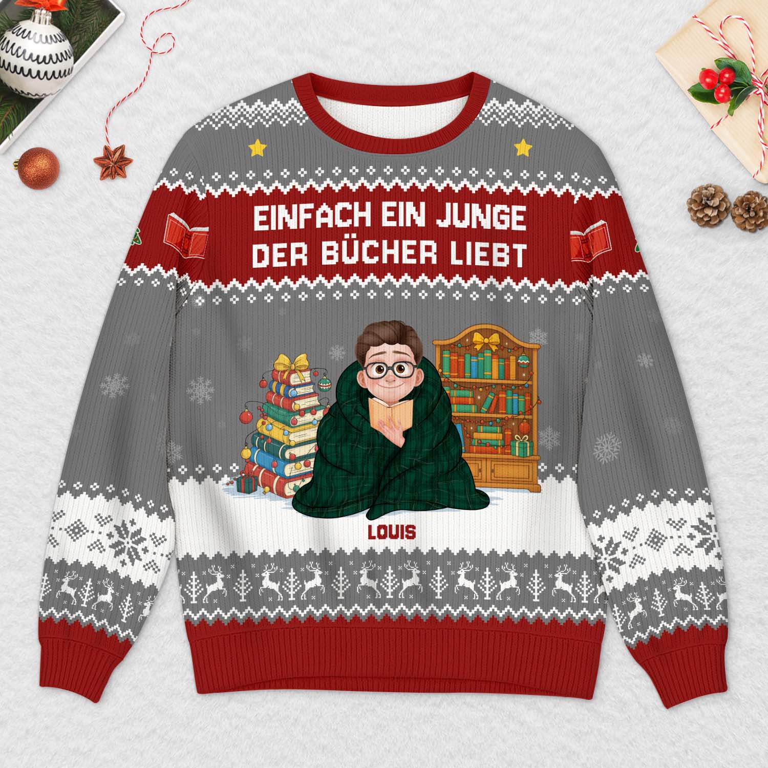 6044WGE2 einfach ein madchen das bucher liebt personalisierter weihnachtspullover_ leseratten_ frauen manner 6044W6QNA
