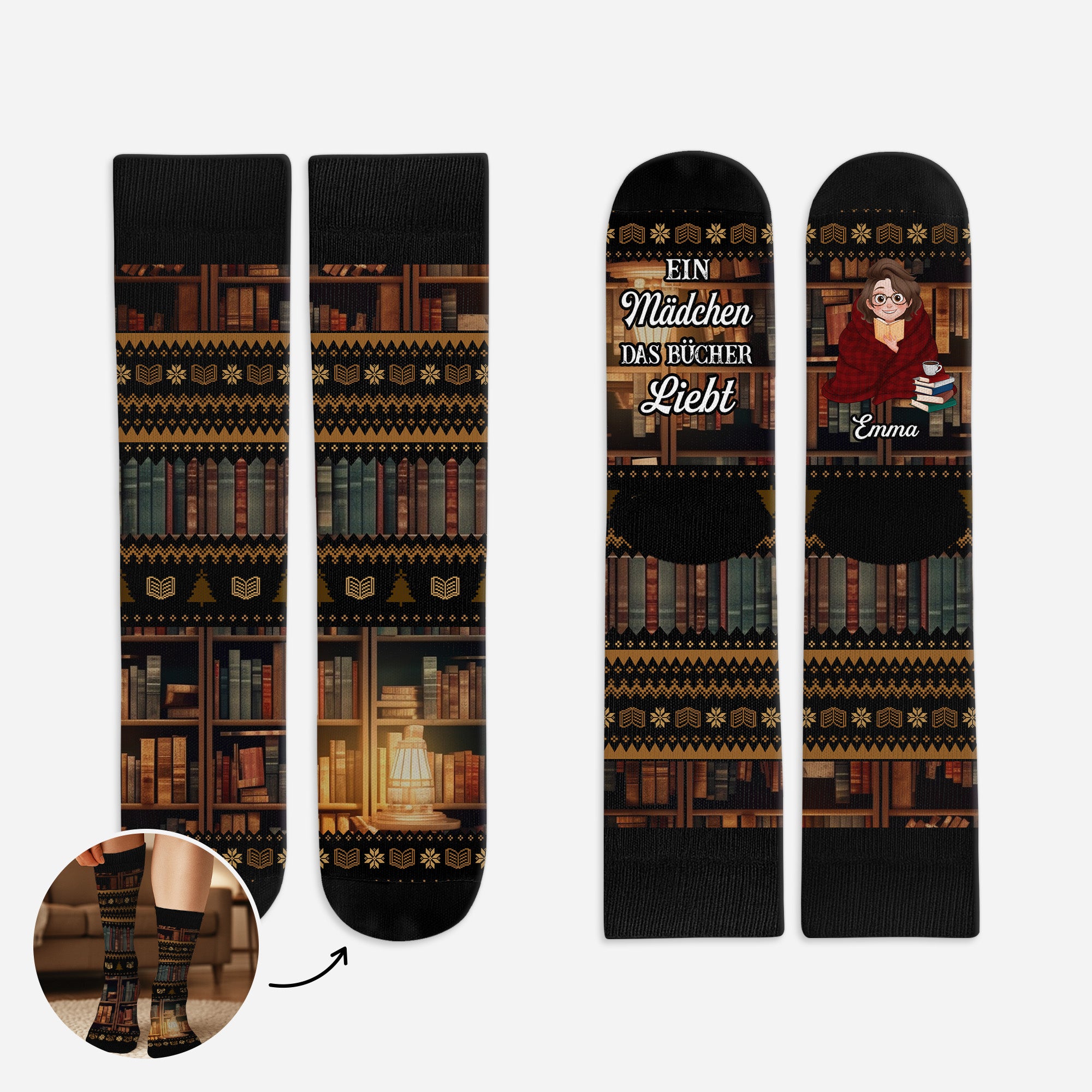 6051JGE1 einfach ein madchen das bucher liebt socken personalisieren text_ leseratten_ frauen manner 6051JKVTA