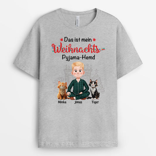 6063AGE2 das ist mein weihnachtspyjama hemd katzen t shirt personalisiert 6063A8LND