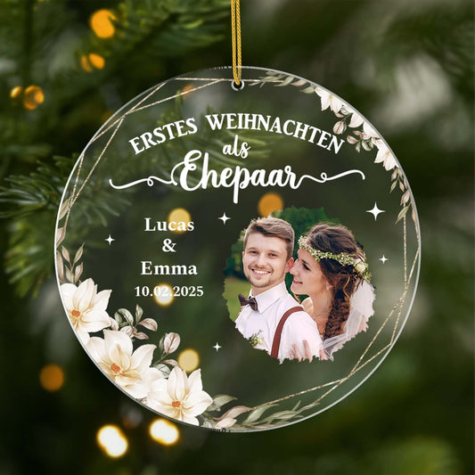 6066OGE1 erstes weihnachten als ehepaar acryl weihnachtsschmuck personalisiert_ mit foto hochzeit 6066OKT5G