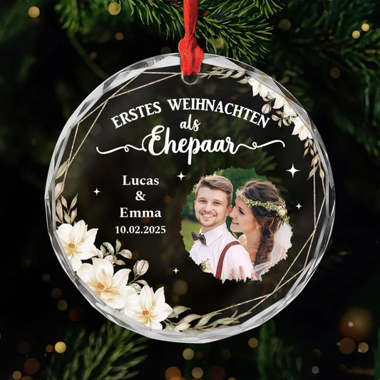 6066OGE1 erstes weihnachten als ehepaar glas weihnachtsschmuck personalisiert_ mit foto hochzeit 6066OKTTG