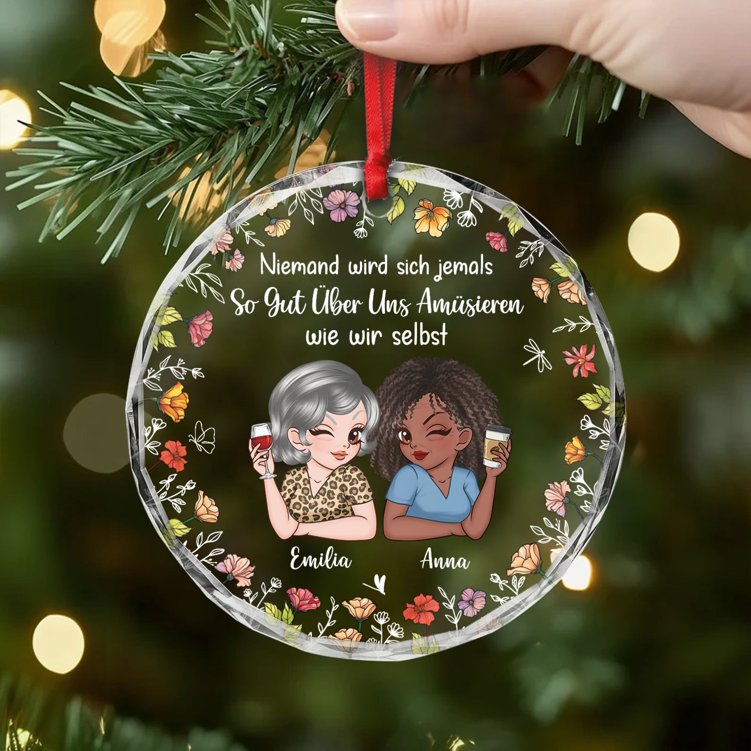 6067OGE2 niemand wird sich jemals so gut uber uns amusieren wie wir selbst personalisierte glas ornamente beste freundinnen 6067OKTQA