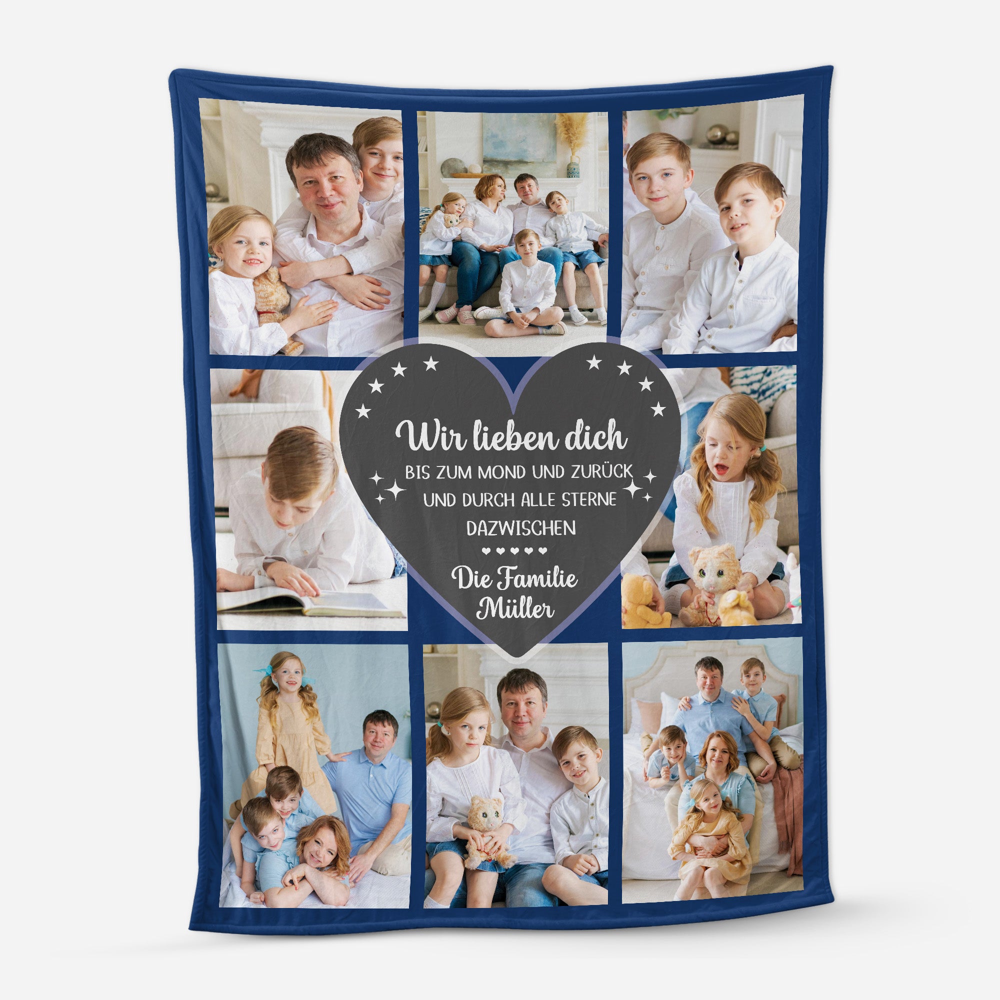 6073BGE1 ich liebe dich bis zum mond und zuruck kuscheldecke personalisiert familie mit foto 6073B6PMI