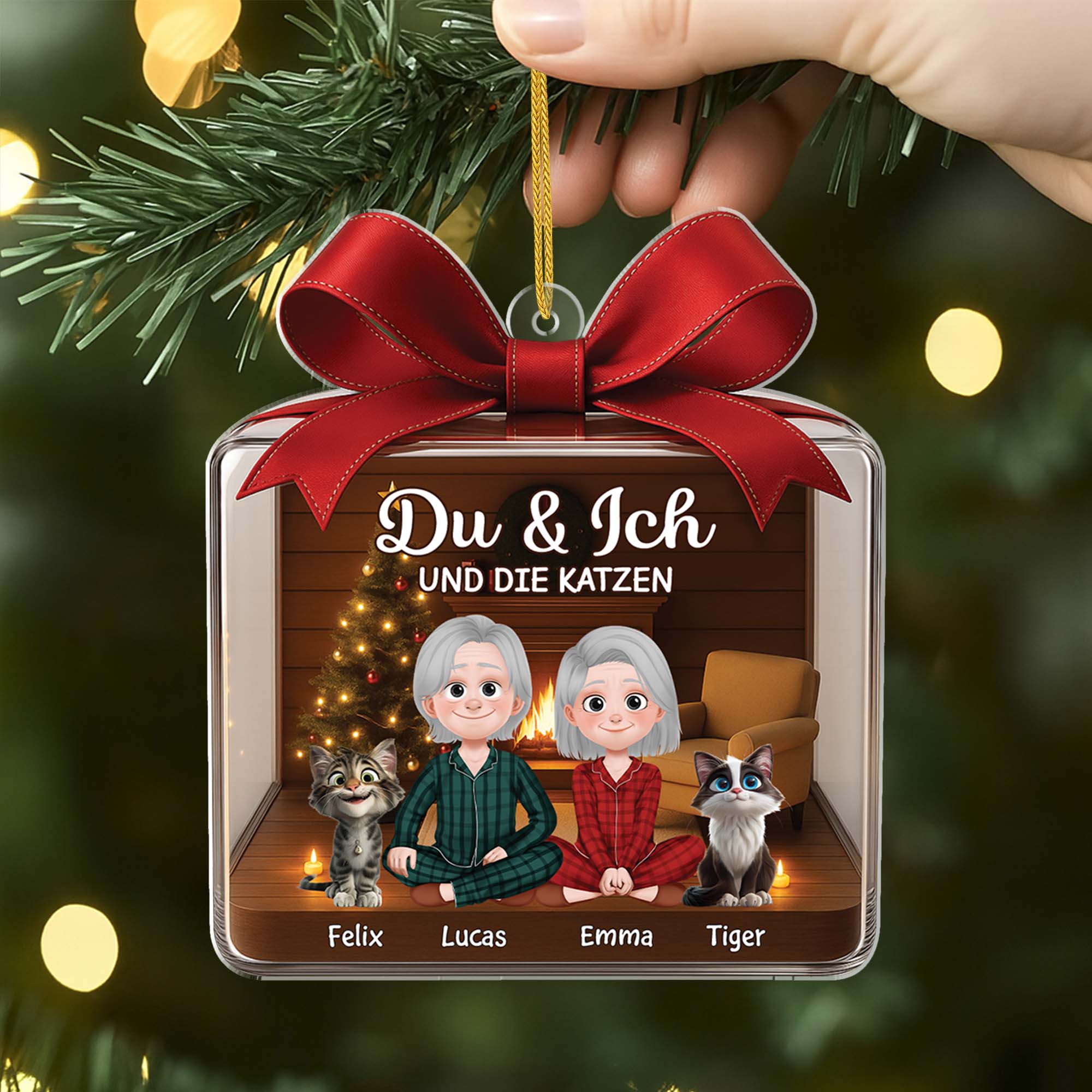 6075OGE2 du ich und die katzen acryl weihnachtsschmuck personalisiert_ paare 6075O6MTD