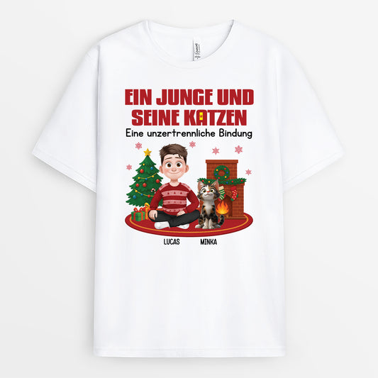 6084AGE1 ein mann und seine katze eine unzertrennliche bindung katzen t shirt personalisiert weihnachten 6084ATMCD