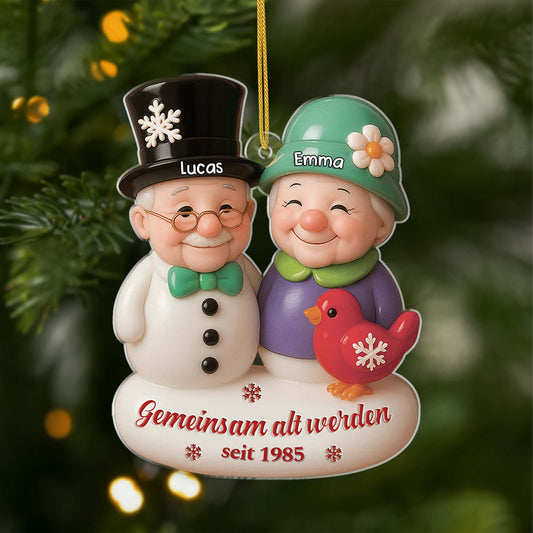 6091OGE1 3d druck effekt gemeinsam alt werden seit acryl weihnachtsschmuck_ personalisiert paare schneeman 6091OKTTG