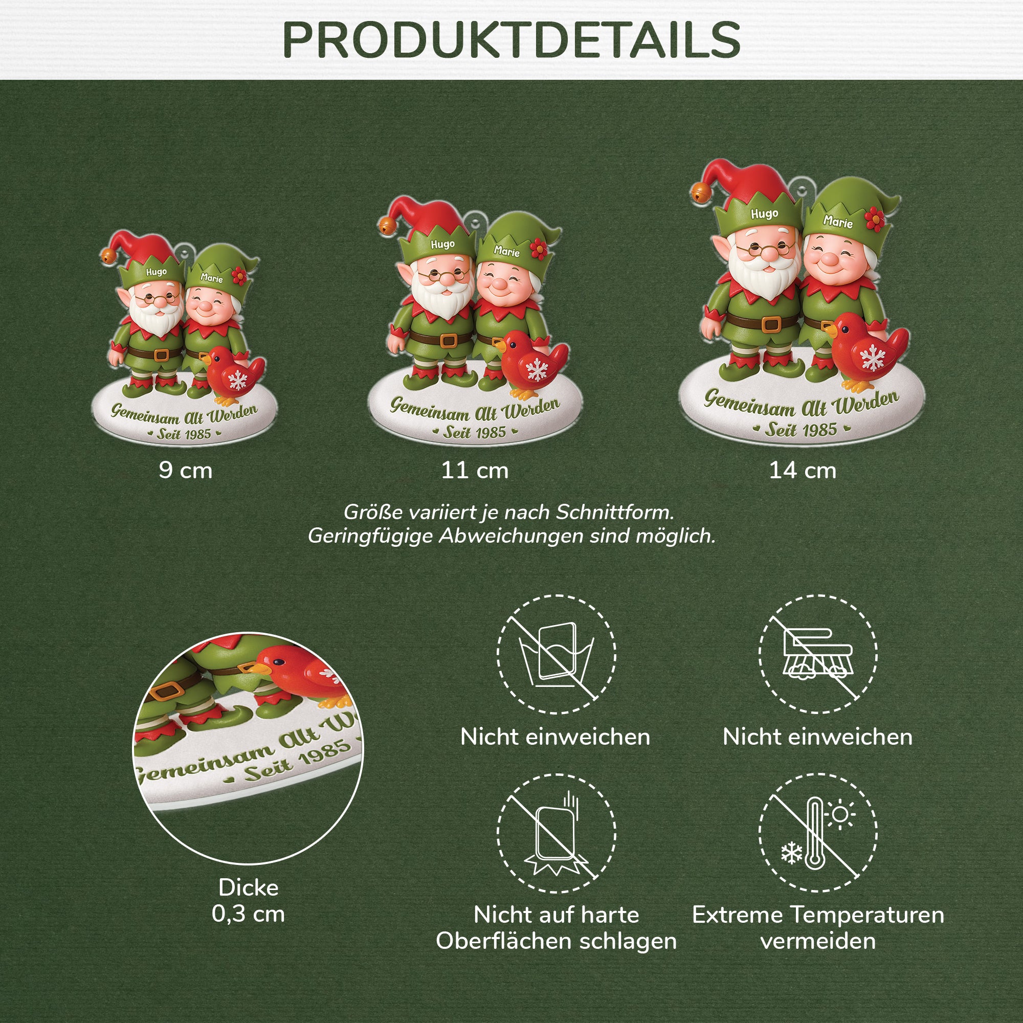 6092OGE3 3d druck effekt gemeinsam alt werden seit acryl weihnachtsschmuck_ personalisiert paare weihnachtself 6092OKHZG