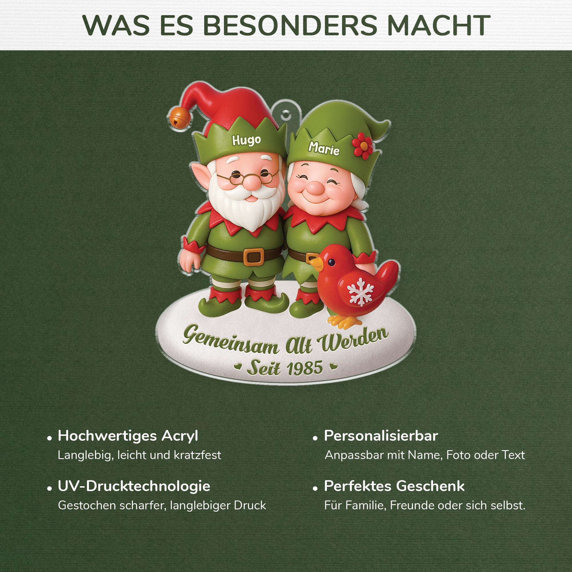 6092OGE4 3d druck effekt gemeinsam alt werden seit acryl weihnachtsschmuck_ personalisiert paare weihnachtself 6092OKHZG