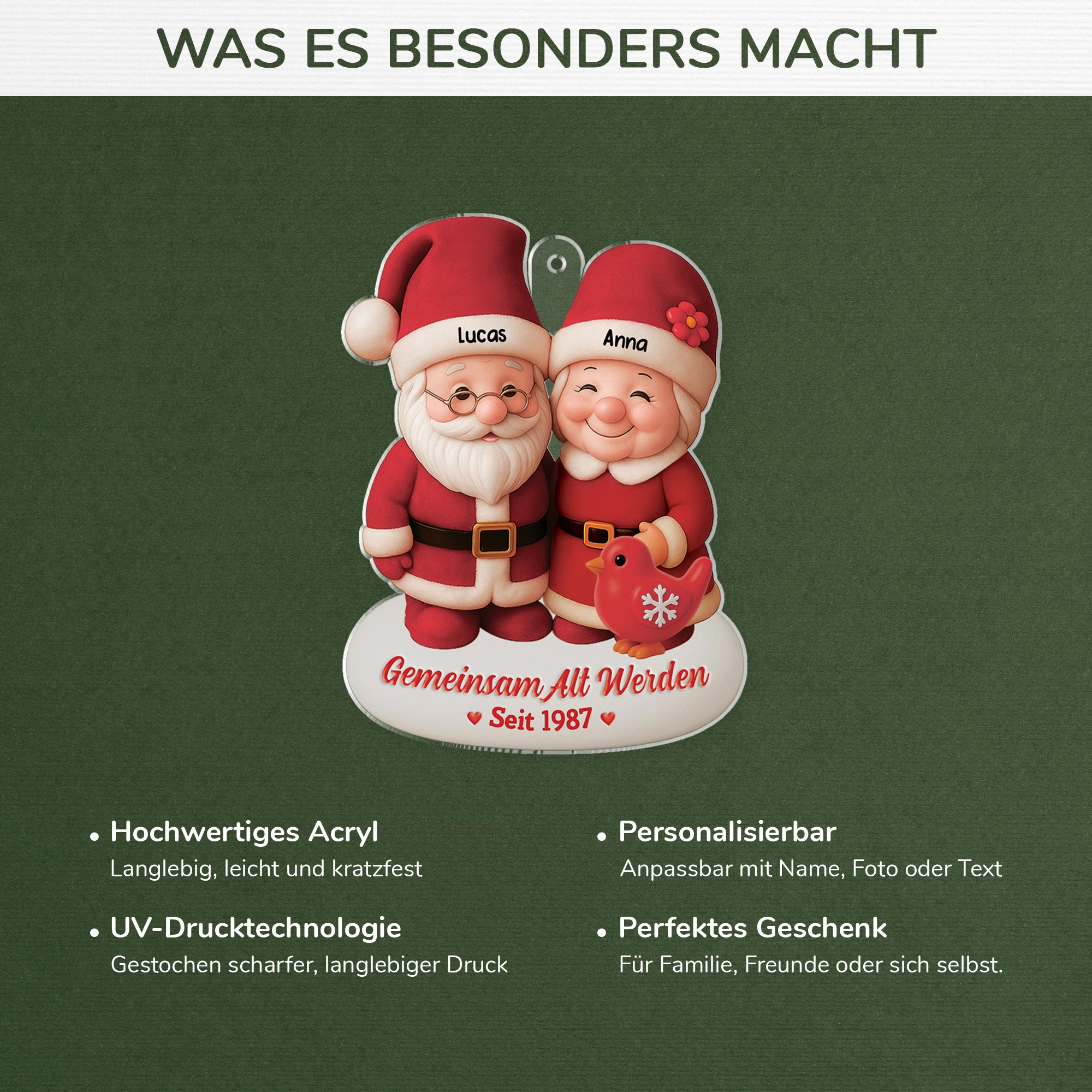6093OGE4 3d druck effekt gemeinsam alt werden seit acryl weihnachtsschmuck_ personalisiert paare weihnachtsmann 6093OKMCG