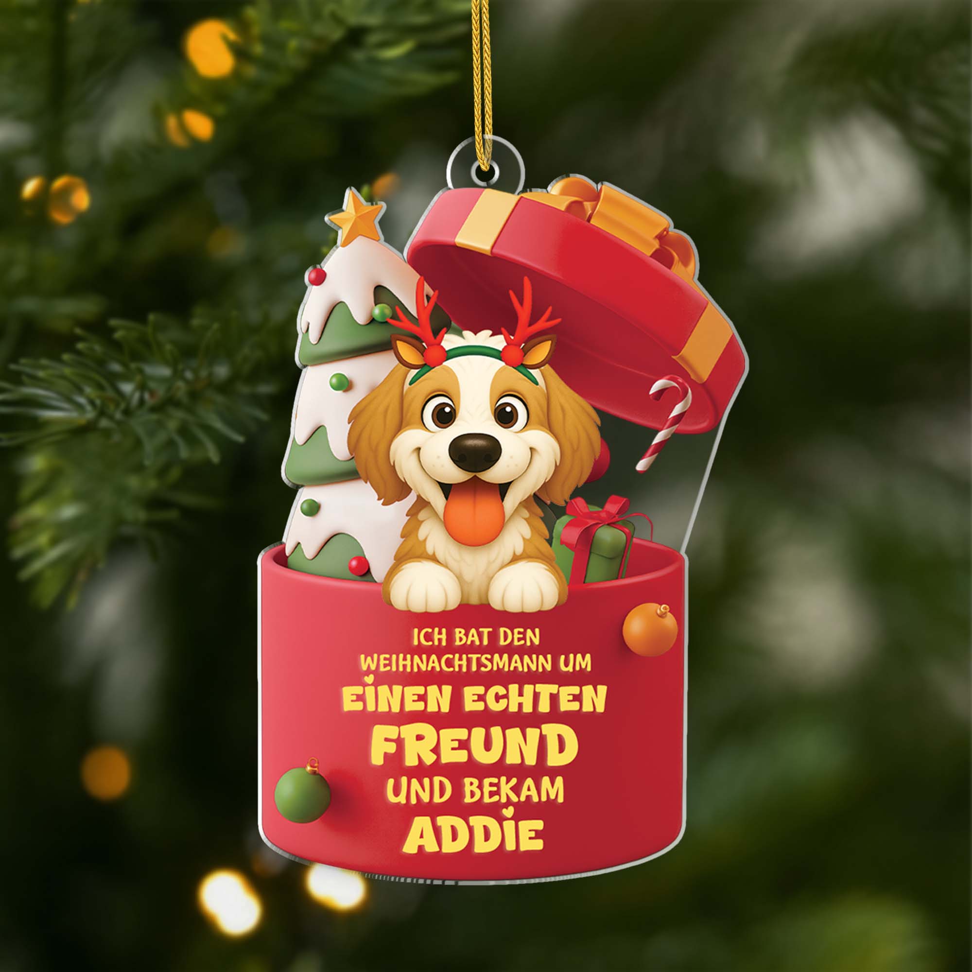 6098OGE1 3d druck effekt ich bat den weihnachtsmann um wahre freunde acryl christbaumschmuck hund personalisiert_ 6098OKLAC