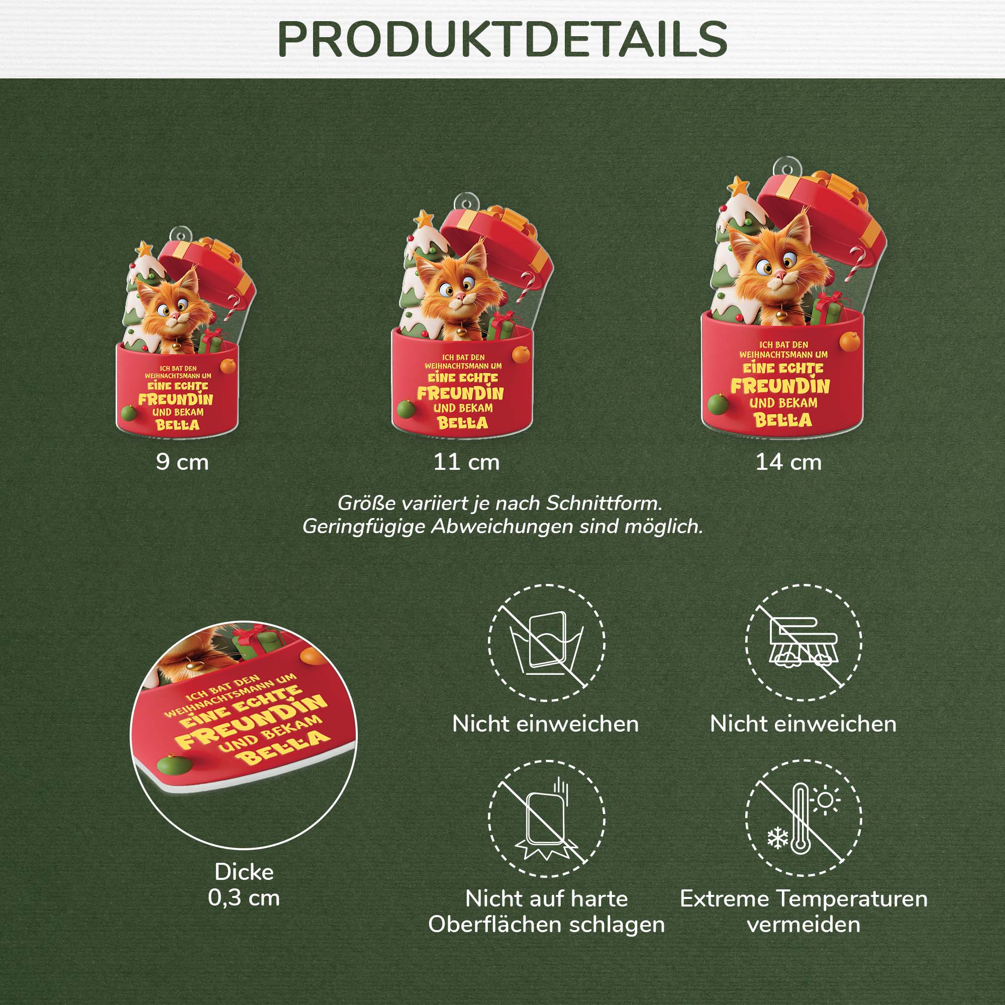 6098OGE3 3d druck effekt ich bat den weihnachtsmann um wahre freunde acryl christbaumschmuck katze personalisiert_ 6098OKLAD