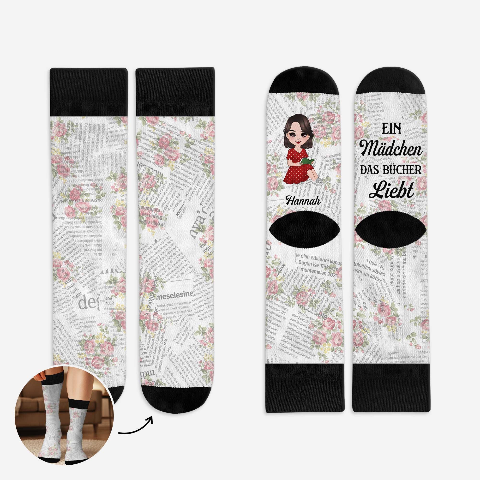 6101JGE1 psst ich lese blumen socken personalisieren text_ leseratten_ frauen 6101J3LAA_1