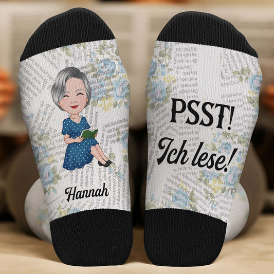 6101JGE1 psst ich lese blumen socken personalisieren text_ leseratten_ frauen 6101J3LAA_2