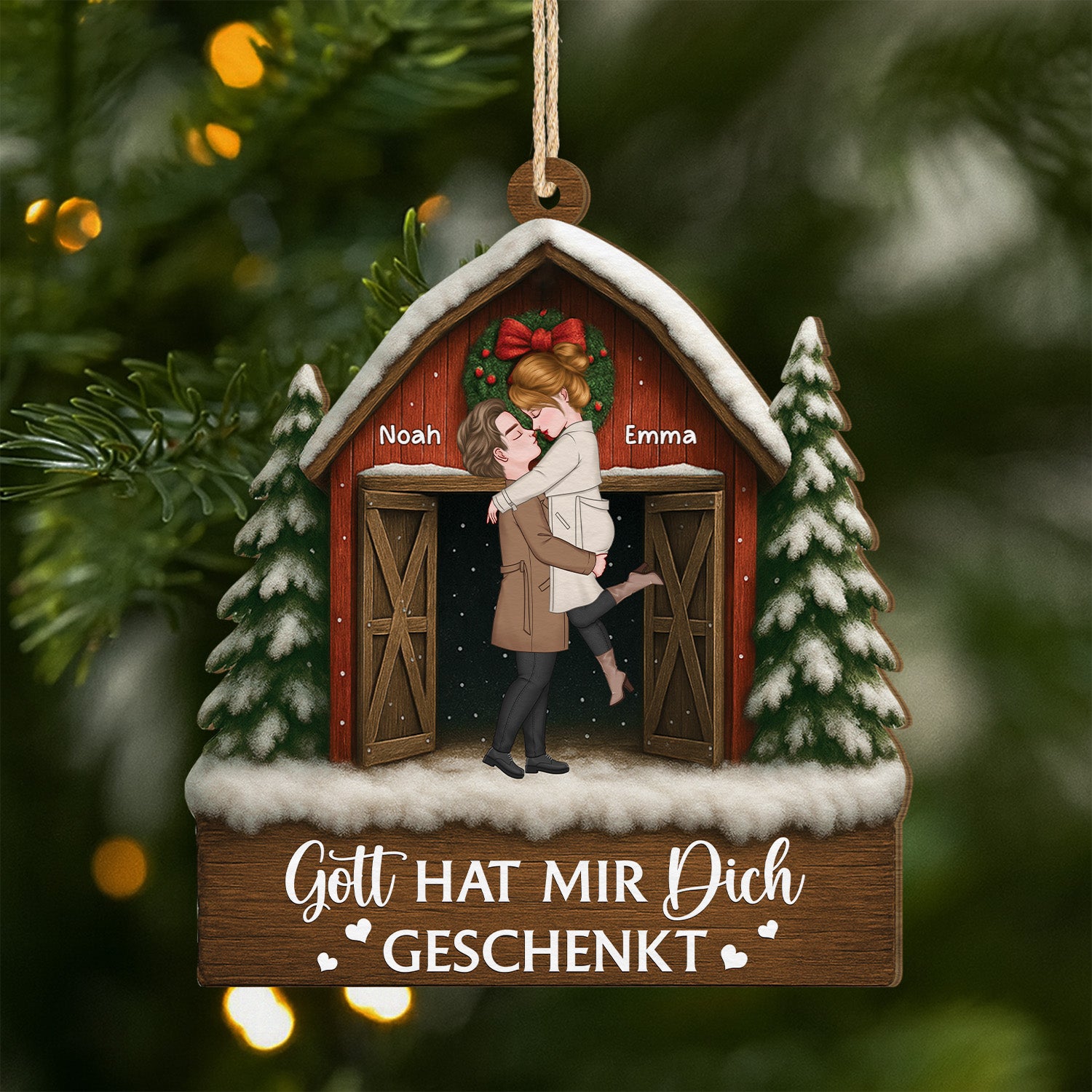 6105OGE1 gott hat mir dich geschenkt personalisierte 1 schicht holz ornamente weihnachten paar 6105OKQMG
