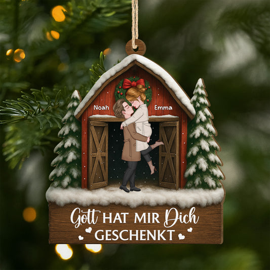6105OGE1 gott hat mir dich geschenkt personalisierte 1 schicht holz ornamente weihnachten paar 6105OKQMG