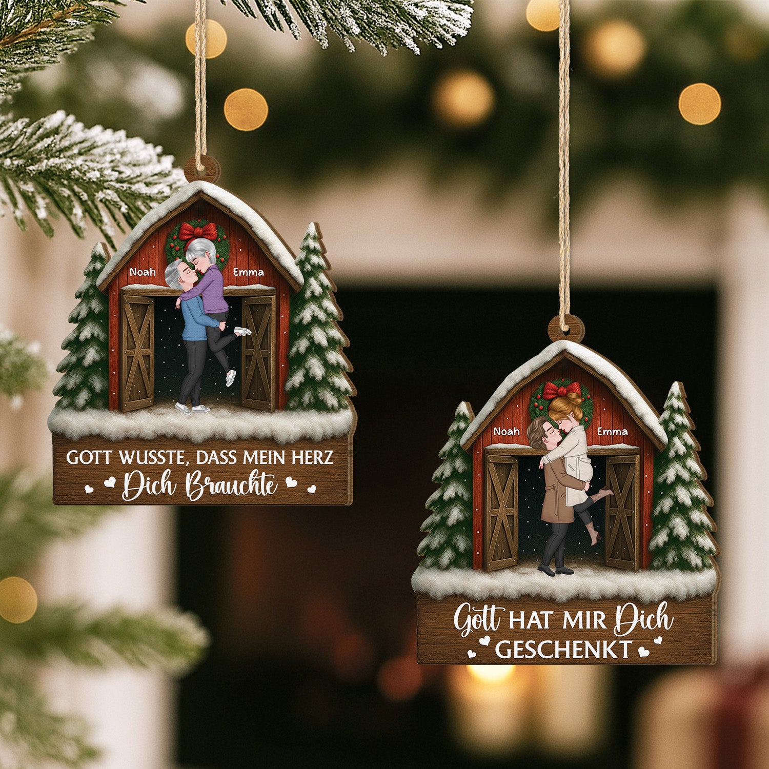 6105OGE2 gott hat mir dich geschenkt personalisierte 1 schicht holz ornamente weihnachten paar 6105OKQMG