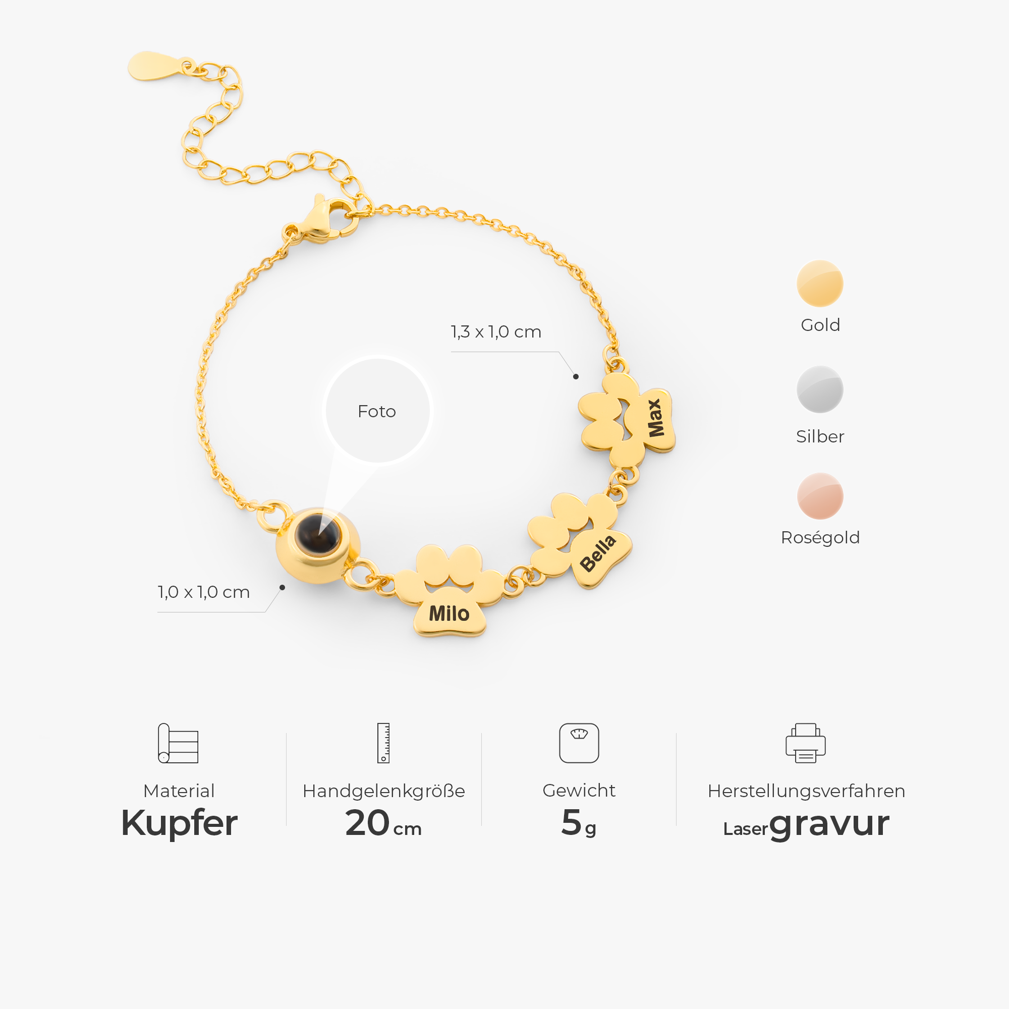 6111JGE3 pfoten armband hund katze personalisiert_ mit foto 6111J0V5B