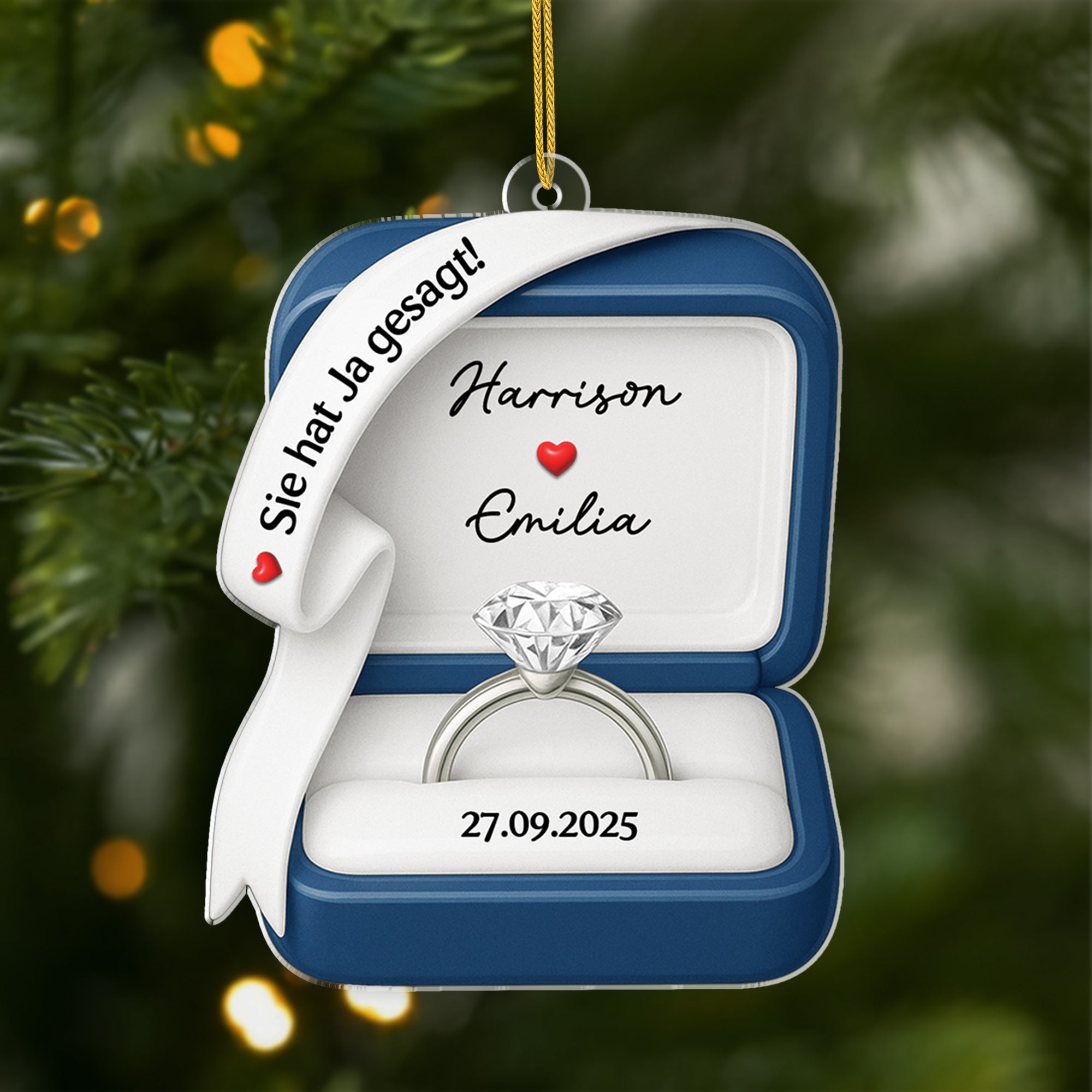 6123OGE1 sie hat ja gesagt acryl weihnachtsschmuck personalisiert_ zur hochzeit verlobung 6123O8TAG