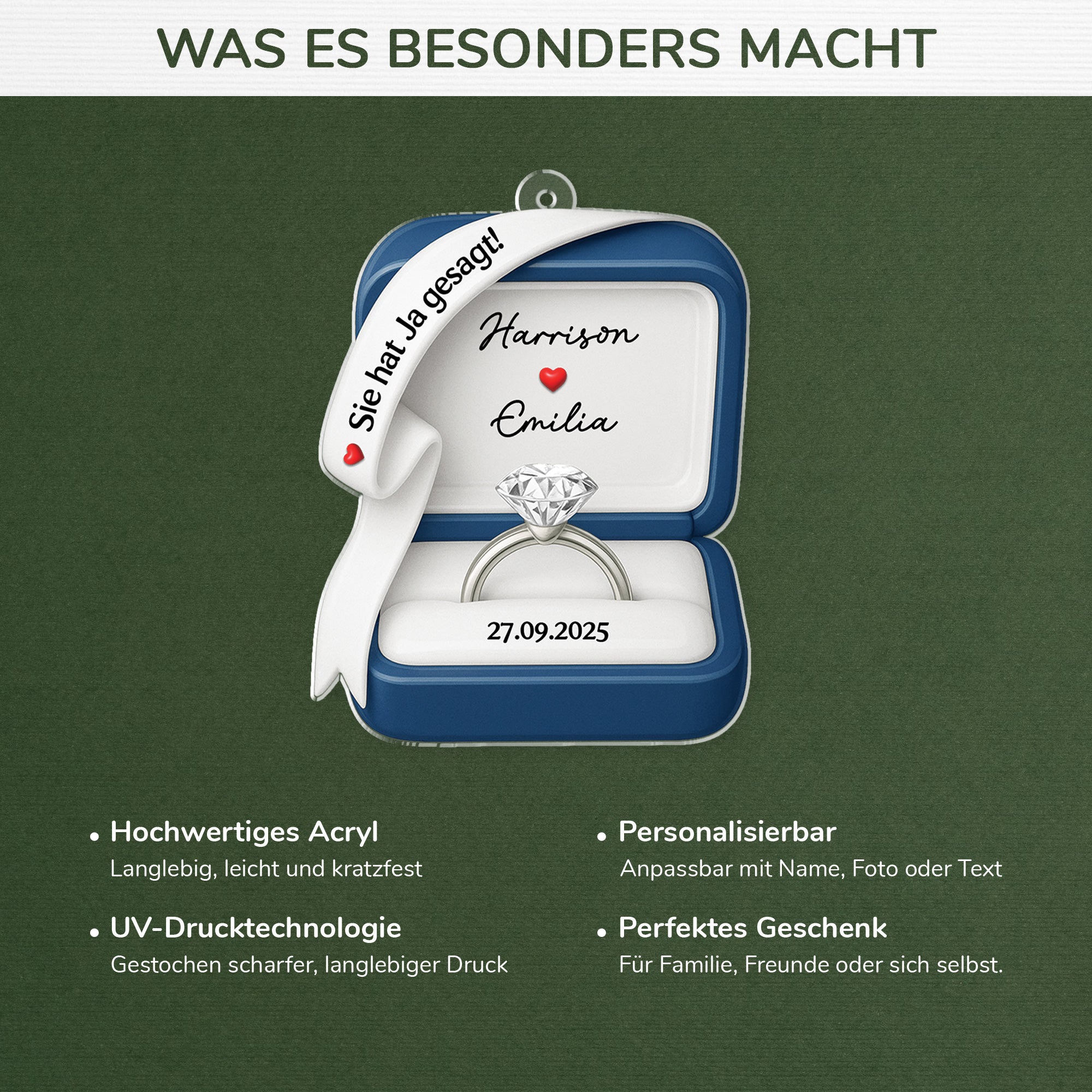 6123OGE4 sie hat ja gesagt acryl weihnachtsschmuck personalisiert_ zur hochzeit verlobung 6123O8TAG