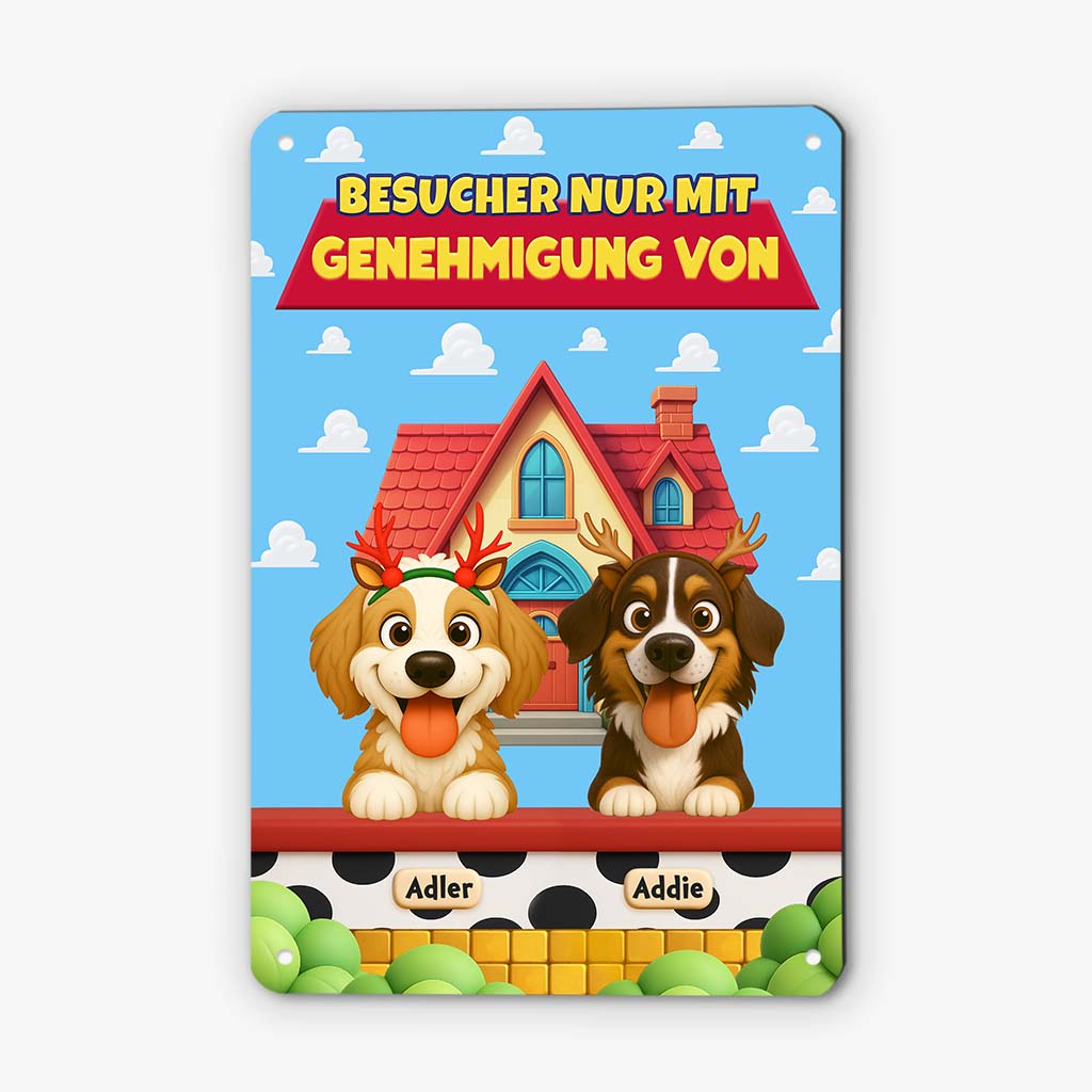 6126EGE1 besucher nur mit genehmigung von lustiges turschild hund personalisiert_ 6126EKMZC