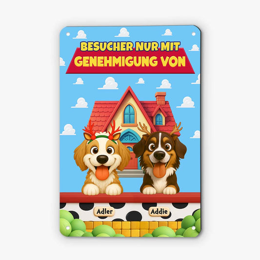 6126EGE1 besucher nur mit genehmigung von lustiges turschild hund personalisiert_ 6126EKMZC