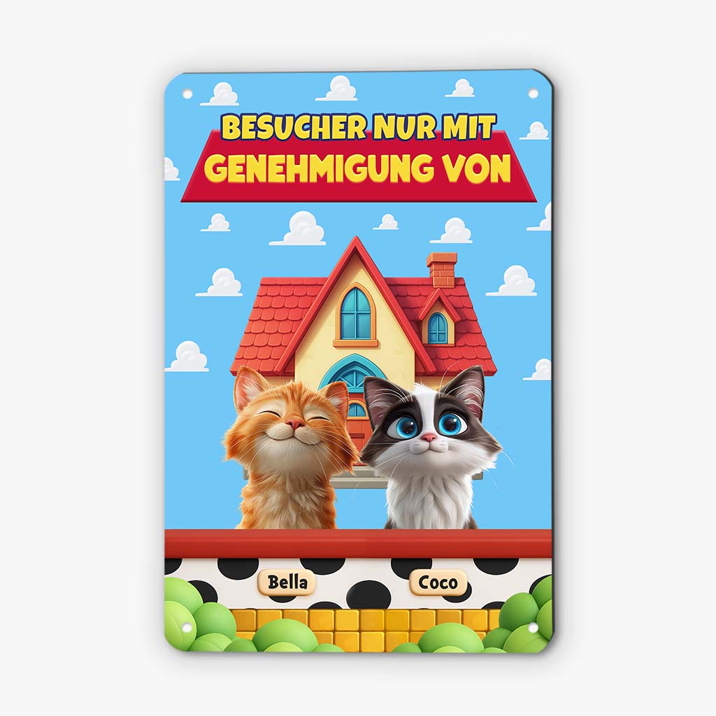 6126EGE1 besucher nur mit genehmigung von lustiges turschild katze personalisiert_ 6126EKMZD