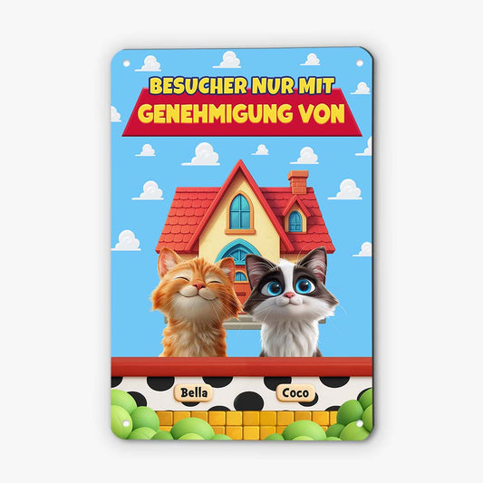 6126EGE1 besucher nur mit genehmigung von lustiges turschild katze personalisiert_ 6126EKMZD